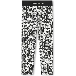 Girls Black & White Logo Leggings